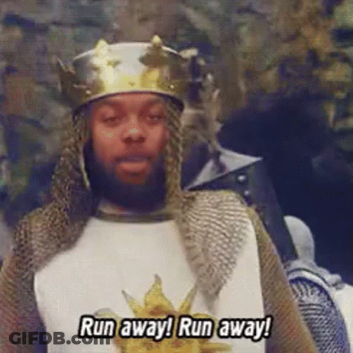 Knight Saying Run Away GIF
