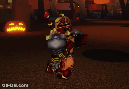 Knight Standing In Front Of Pumpkin GIF
