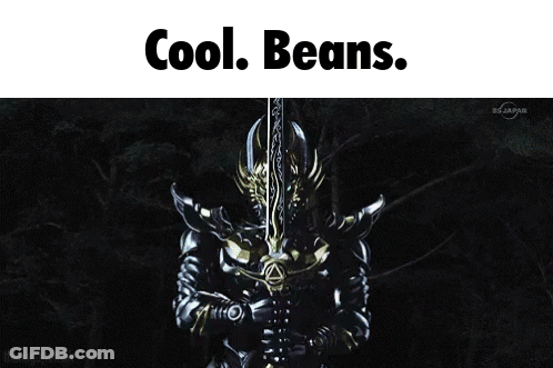 Knight With Green Sword Saying Cool Beans GIF