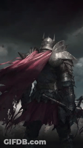 Knight With Red Cape And Bow GIF