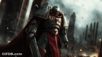 Knight With Red Cape And Skull On Chest GIF