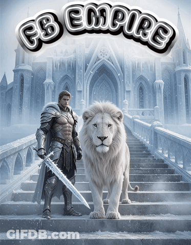 Knight With Sword Next To White Lion FB Empire GIF