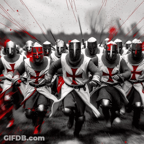 Knights With Cross On Shirts GIF
