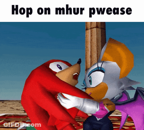 Knuckles And Rouge Hugging From Sonic GIF