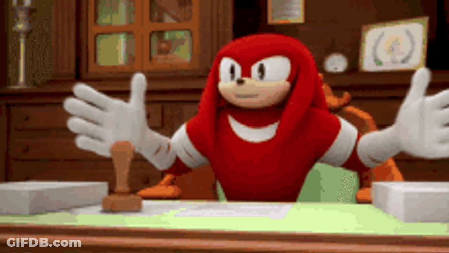 Knuckles Doing Office Works GIF