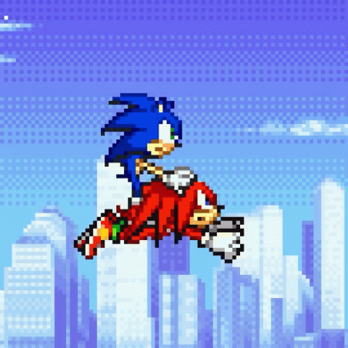 Knuckles The Echidna Flying With Sonic GIF