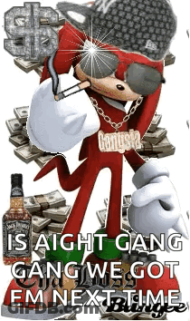 Knuckles The Echidna Gangster Holding Jack Daniels And Cigarette GIF