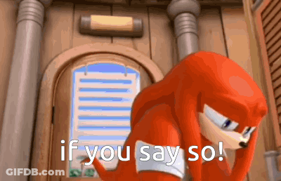 Knuckles The Echidna In Front Of Wooden Building GIF