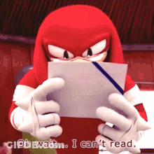 Knuckles The Echidna Reading A Piece Of Paper GIF