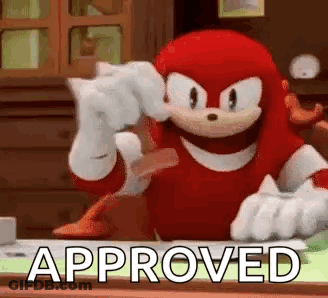 Knuckles The Echidna Sitting At Desk Holding Paper GIF