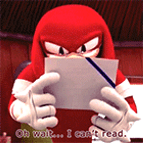 Knuckles The Echidna Trying To Read GIF