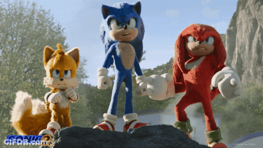 Knuckles With Sonic And Miles Posing GIF