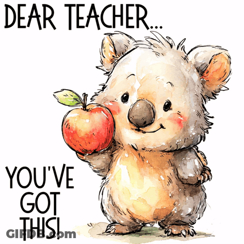 Koala Bear Holding Apple Dear Teacher You've Got This GIF