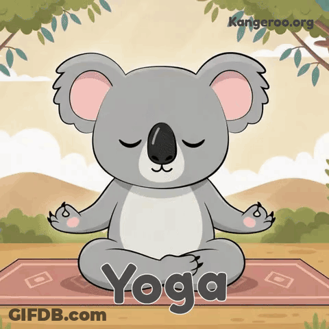 Koala Bear In Lotus Position On Yoga Mat GIF
