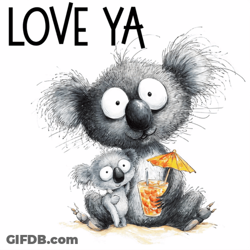 Koala Drinking From Umbrella Love Ya GIF