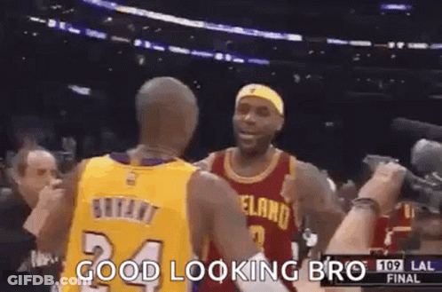 Kobe Bryant And LeBron James Standing Next To Each Other GIF