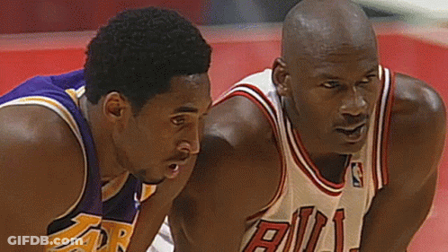 Kobe Bryant And Michael Jordan Sitting On Court GIF