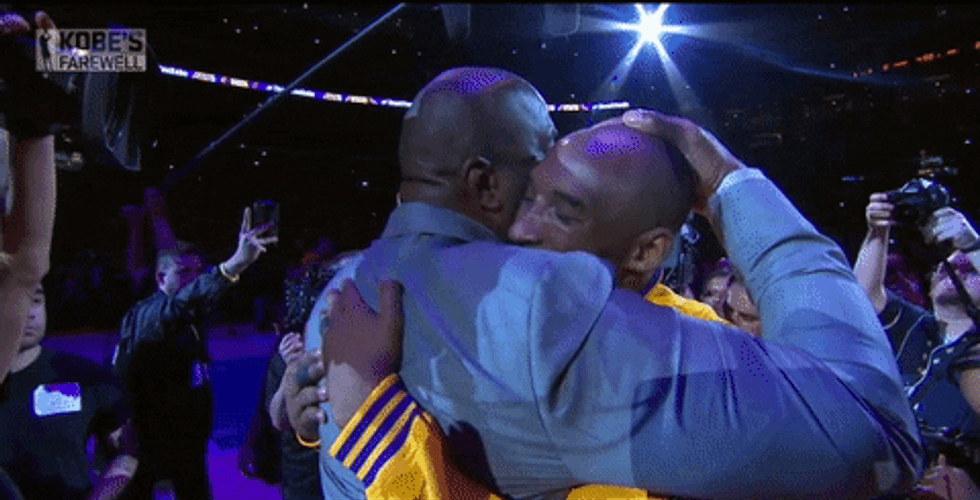 Kobe Bryant Hugging Shaq GIF