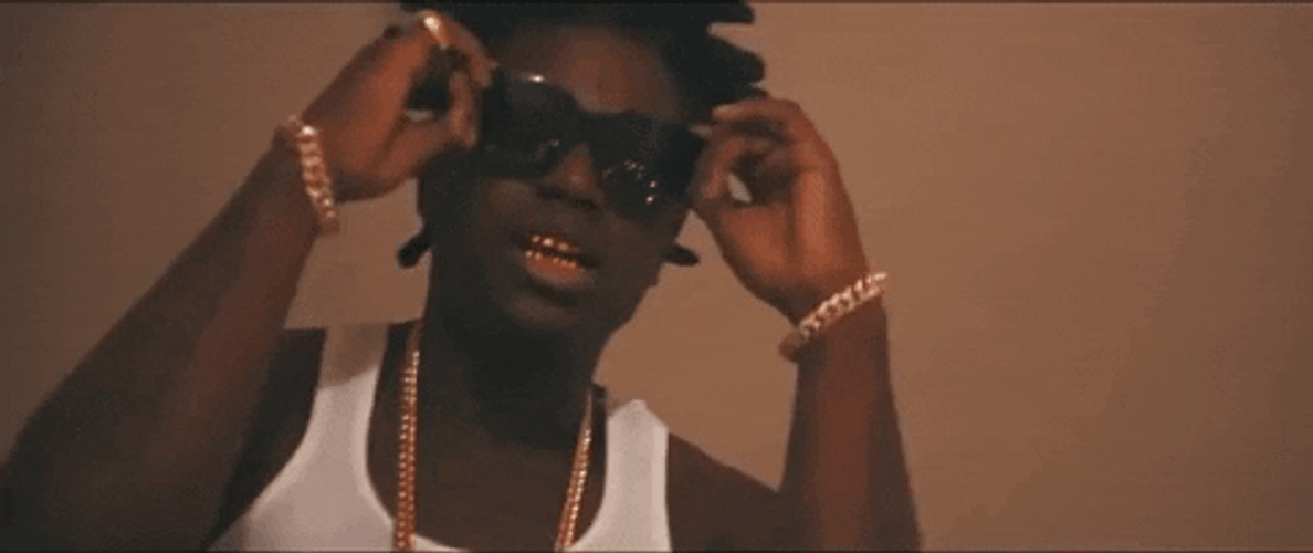 Kodak Black White Tank Top With Sunglasses GIF