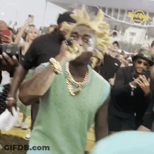 Kodak Black With Gold Hair And Microphone GIF