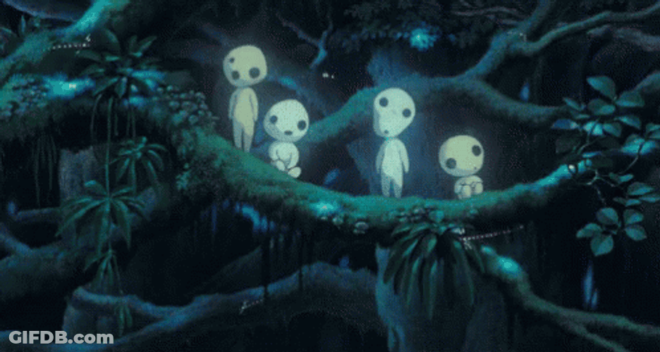 Kodama Watching Princess Mononoke GIF