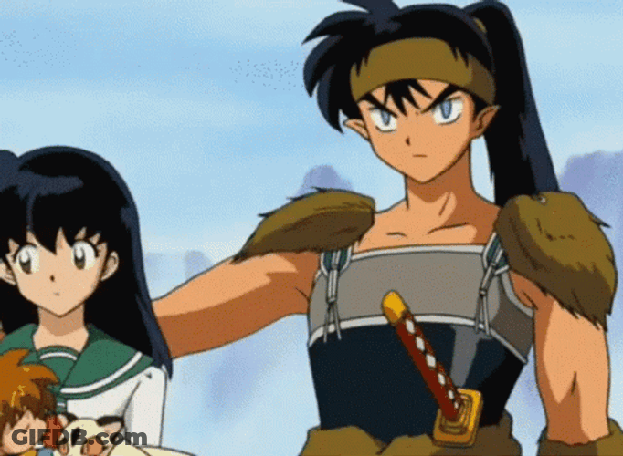 Koga With Kagome In His Arm GIF