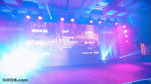 Kohler Property Awards Stage With Purple And Blue Lighting GIF