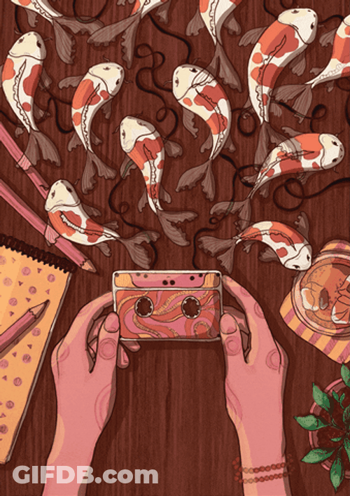Koi Lofi Cassette Girl GIF