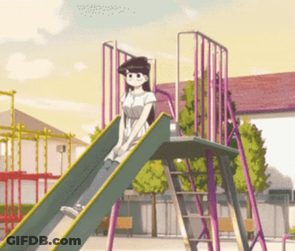 Komi Going Down A Slide GIF