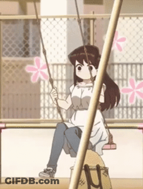 Komi On A Swing Set GIF