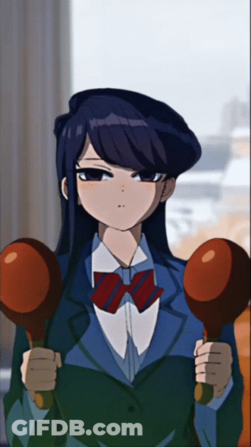 Komi Shaking Maracas GIF