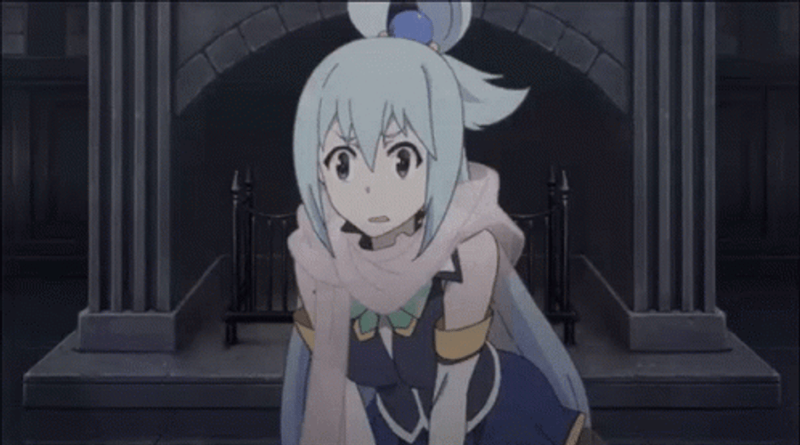 Konosuba Anime Aqua Shock & Scared GIF
