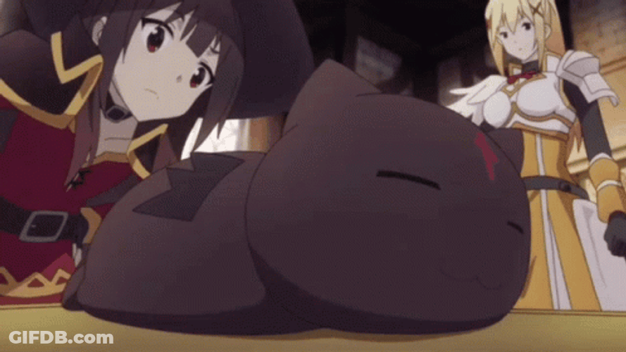 Konosuba Anime Megumin & Sleeping Cat GIF
