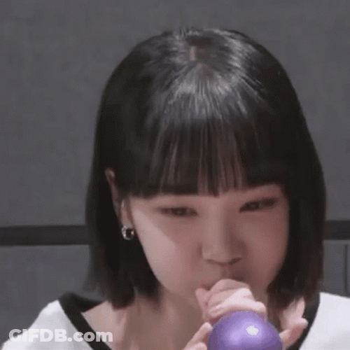 Korean Girl Blow Balloon GIF