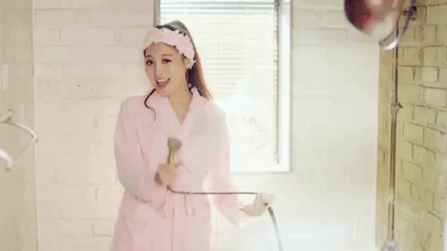 Korean Girl Singing In The Shower GIF