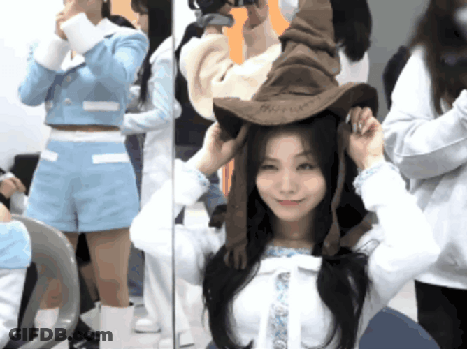 Korean Girl Wearing Sorting Hat GIF