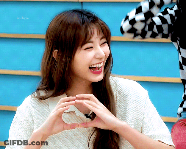 Korean Star Tzuyu Finger Heart Big Smile GIF