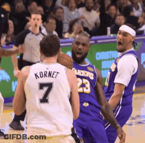 Kornet Number 7 Blocks Lakers Player GIF