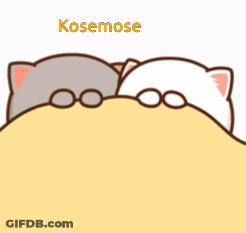 Kosemose Two Cartoon Cats Under Blanket GIF