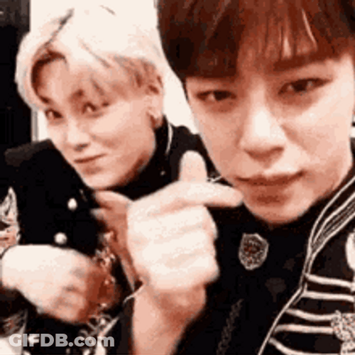 Kpop Couple Finger Heart Pose GIF
