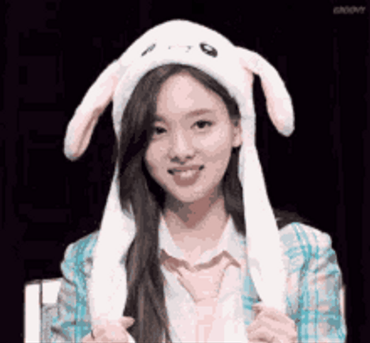 Kpop Girl Group Nayeon Twice Cute Bunny Hat GIF