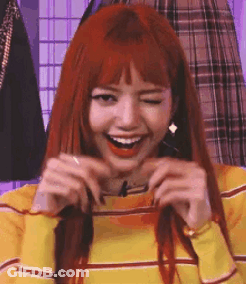 Kpop Member Blackpink Lisa Finger Heart Wink GIF