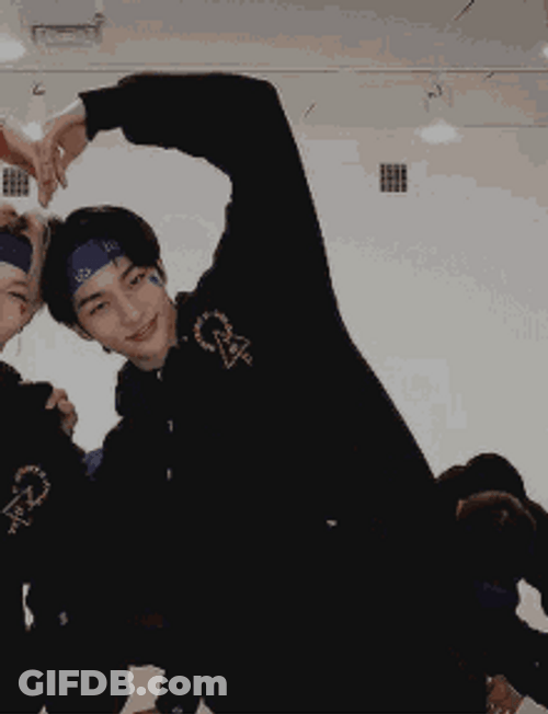 Kpop Stray Kids Group Members Heart Pose GIF