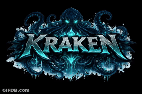 Kraken Logo With Octopus And Waves GIF