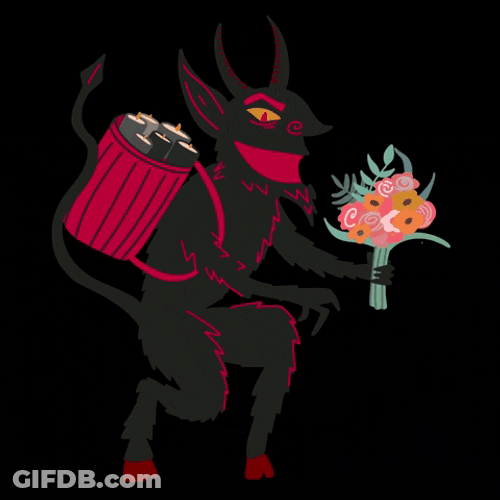 Krampus Giving Flower GIF