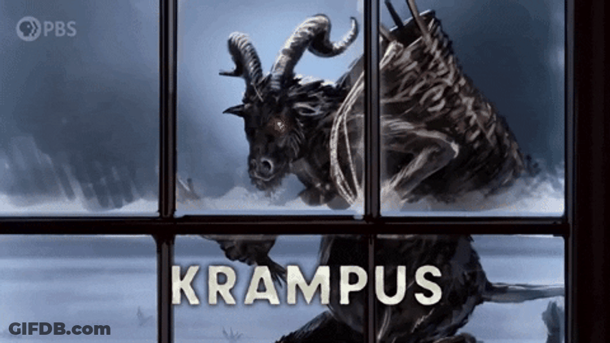 Krampus On The Window GIF