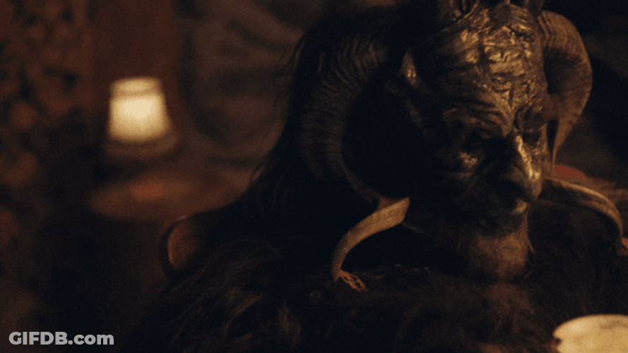 Krampus Sipping Coffee GIF