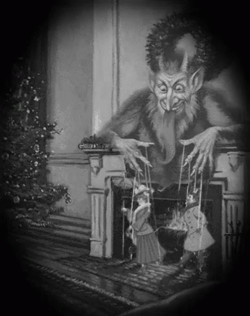 Krampus With His Dolls GIF