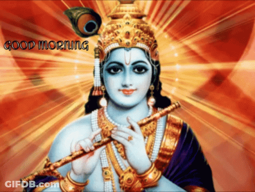 Krishna Holding Flute Good Morning GIF