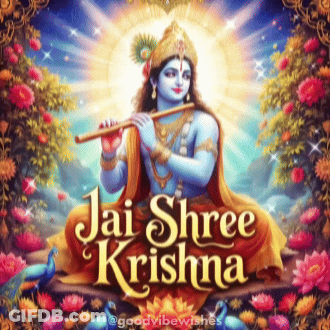 Krishna Playing Flute Jai Shree Krishna GIF